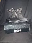 Totes Womens Dalia Black Zip Up Winter Snow Boots 10 Wide Waterproof