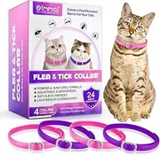 Natural Herbal Cat Collars - Comfort Fit Collar for Cats, Effective Protection for Cats - Adjustable Kitten Collars - All-Season Cat Supplies for Indoor/Outdoor Pets, 4 Pack, Purple & Pink