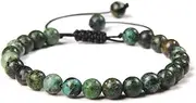 [IBOWZ] Crystal Bracelet Bead Bracelets Charm Bracelets for Womens, 6Mm Natural African Turquoise Stone Bracelets Green Chakra Woven Bracelet Gemstone Reiki Yoga Adjustable Lucky Jewelery for Men Wo