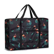 Duffel Bag, Carry-on Bag Foldable Flight Bag, Lightweight Travel Black Flamingo