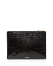 Whistles Small Shiny Croc-Embossed Leather Clutch