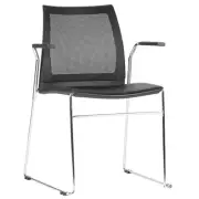 New Exam Classroom Seating Stackable Black Plastic Chair with Mash Back & Arms