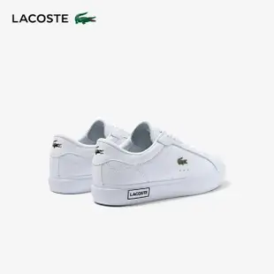 【LACOSTE】女鞋-Powercourt 皮革細部休閒鞋(白/黑色)