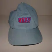 RARE New Old Stock OBEY Adjustable Light Blue Denim Vintage Look Hat *NWT