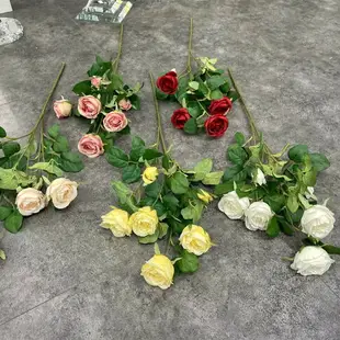 6頭保加利亞玫瑰花輕奢仿真花擺件客廳玫瑰假花擺設餐桌花藝桌面
