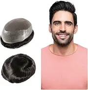 Hairpiece Natural Men Wig Hairpiece Human Prostheses Lace Top With PU Toupee Hair Replacement System Unit Hair Patch For Men wig(#1)