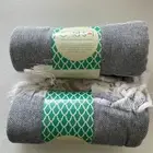 2x Gold Sol 100% Cotton Pestemal Towel Turkish Towel Blue & White 73" x 33" NEW