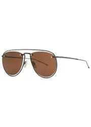 Thom Browne Silver-tone Aviator-style Sunglasses - Brown
