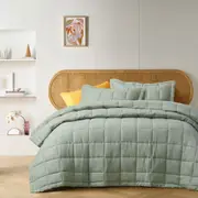 Vintage Design Homewares Sage French Linen Coverlet Set