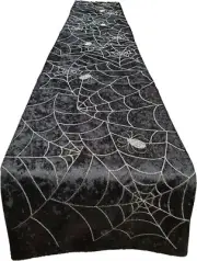 Arlee Shimmering Velvet Embroidered Spider Web Table Runner 13Wx72L Halloween