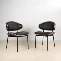 在飛比找樂天市場購物網優惠-現代餐椅意式休閑書房化妝椅子北歐簡約黑色皮無扶手設計師椅子