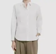 $295 Theory Women's White Long Sleeve Button-Front Shirt Top Size Small