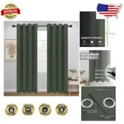 Versatile Blackout Window Drapes for Bedroom and Living Room - 52x84 in, Green