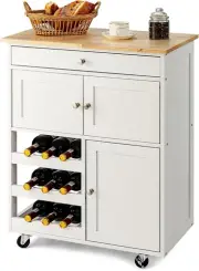 Kitchen Trolley Cart Cooking Workbench Island 3 Drawer Black