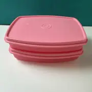 Tupperware Packette Divided Container Pink Slimline Lunch Box Set Of 2 Set