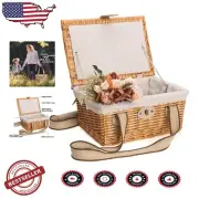 Charming Wicker Picnic Basket for Couples - Perfect for Beach or Park Outings