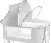 Bassinet Cover for Baby, Blockout Mosquito Net Cover with 2-Way Zipper, Portable Bassinet Canopy Cover for Cats to Keep Pet Out, Bug Net Cover for Bedside Sleeper
