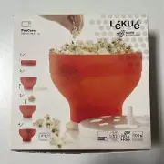 LEKUE Microwave POPCORN Maker 100% Platinum Silicon Bowl 98.5 fl oz NEW in BOX