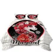 Fantasy Christmas Peppermint Unicorn Coverlet