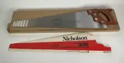 Vintage Nicholson Silver Steel Three Hundred 8 Point Hand Saw Model 80019