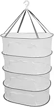 Laundry Hanging Mesh Rack, 4-Tier Folded Mesh Clothes Hanging Dryer Sweater Drying Rack, Large Hanging Drying Fish Net for Buds, Fruits, Hydroponics Flowers, Vegetables, Fish, Clothes, Doll (White)