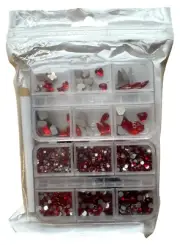 3D Glitter Nail Art Decor - Rhinestones Flatback Crystal - Red