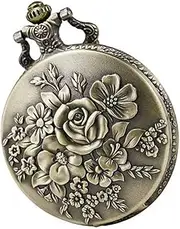 [VERDANVERSE] Retro Pocket Watch with Chain Necklace Exquisite Vintage Pendant Clock High End Quartz Movement for Timely Precision Present for Collectors and Fashion Enthusiasts
