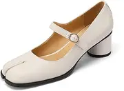 [Cuctos] Women Chunky Block High Heels Mary Janes Shoes Split Toe Tabi Shoes Ankle Strap Dress Pumps Shoes