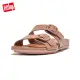 【FitFlop】GRACIE RUBBER BUCKLE TWO-BAR LEATHER SLIDES 扣環造型雙帶涼鞋-女(米色)