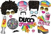 Medoore 70's Photo Booth Props - 1970s Disco Throwback Party Theme Decorations, 20 Pieces with Wooden Sticks for Hippie, Disco Fever, Woodstock Parties