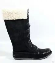 new SPERRY Top-Sider black suede 6 'Bayshore' lace-up moc BOOTS - very comfy