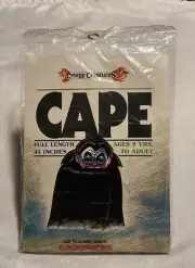 Vintage Creepy Creatures Black Vampire Costume Vinyl Cape