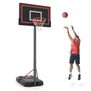Costway 3.05M Outdoor Adjustable Basketball Hoop Stand Portable Rim System w/Wheels & Backboard Black