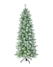 National Tree Company 7.5ft Snowy Bottle Brush Slim Tree With 400 Clear Lights