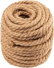 20m x 12mm Natural Jute Rope, 4 Strands Jute Twine Twisted Jute Rope, Braided Hemp Rope, Jute Twine for Crafts, Packaging, Garden Bundling, Decoration