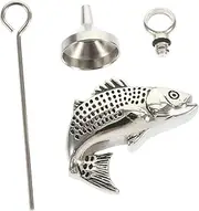 1Set Stainless Steel Commemorative Pendant for Pet Ashes Durable Fish Shaped Cinerary Urn with Funnel and Needle Memorial Jewelry for Pet Funeral and Remembrance