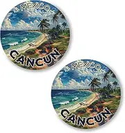 [No Thorns Media] Cancun Mexico 2 Pack Pinback Buttons 2.25" Fun Pins for Clothes, Backpacks, Hats, and Jackets - Cartoon, Retro, and Punk Style Lapel Badges, Slogans, and Party Pins ID45000, Metal, no gemstone