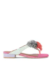 Kurt Geiger London Women's Pom Pom T Strap Sandals