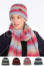 C.C Exclusive Winter Basic Soft Tie Dye Ombre Color Knit Beanie Hat with Cuff