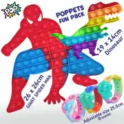 Spider-Man Dinosaur Bat Pop Push it Sensory Fidget Kids Toy Stress Relief Autism