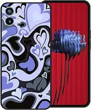 [zaztify] Phone Case for Nothing Phone 1/One, Cute Irregular Purple Black Love Heart Lovecore Aesthetic Lovely Pattern Shockproof Protective Soft Cover Shell