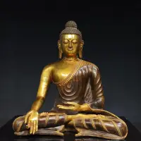 在飛比找Yahoo!奇摩拍賣優惠-舊藏純銅鎏金佛像 釋迦牟尼佛 純銅佛像 老銅像69