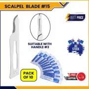 10x Scalpel Surgical Blades #15 Art Craft Carbon steel Disposable and Sterile