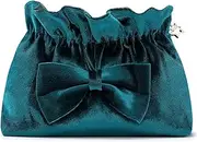 Makeup Bag Lazy Cosmetic Bag Travel Portable Storage Organizer Velvet Make up Pouch with Cute Bowknot for Women and Girl VanFn P.Travel Series Green
