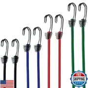 YELIER Bungee Cords with Hooks - 6mm Small Bungee Cords, 8-Piece Set - Black,