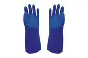 Safetyware Protecto VDR35 Double Coated PVC Gauntlet Chemical Long Work Gloves Blue for Kitchen Cleaning Oil Dishwashing Mechanic General Purpose