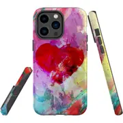 For iPhone 14 Pro Max Case Tough Protective Cover, Heart Painting