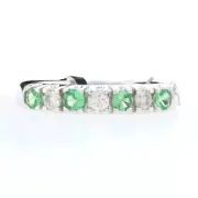 Kallati Tsavorite Garnet & Diamond Band - White Gold 9k Rnd .63ctw Wedding Ring