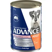 ADVANCE Adult All Breed Wet Dog Food Chicken & Salmon with Rice 12x410g Cans