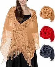 [FEOYA] Women's Shawls Wraps Floral Fringe Lace Pashmina Scarves for Wedding Cocktail Party Dresses
